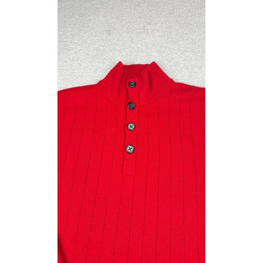 Banana Republic Mens Red Extra Fine‎ Merino Wool Mock Neck Ribbed Sweater Large